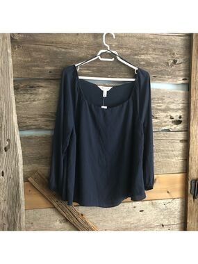 𝅺addition Elle plus size X NWT Navy dual layer blouse